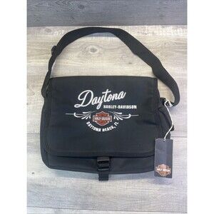 Daytona Harley Davidson Womens Crossbody Satchel Flap Utility Bag Black